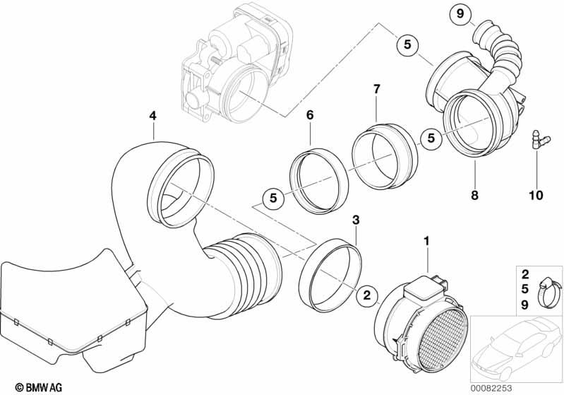 Genuine Mass Air Flow Sensor Rubber Boot/Tube Part+Resonator 13 71 7 503 145