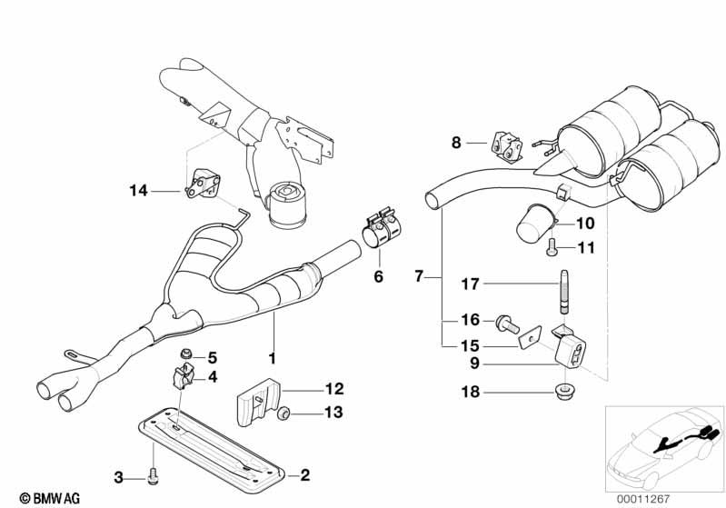 Genuine Rear Exhaust Silencer/Muffler 18 10 1 436 533