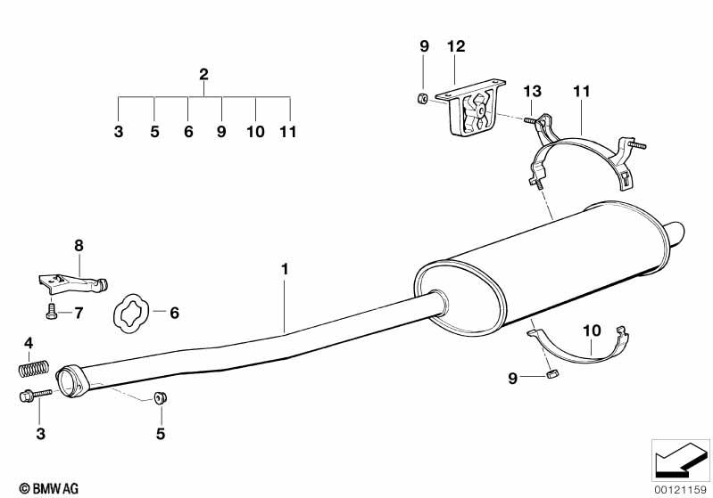 Genuine Exhaust Silencer/Muffler Support Clamp