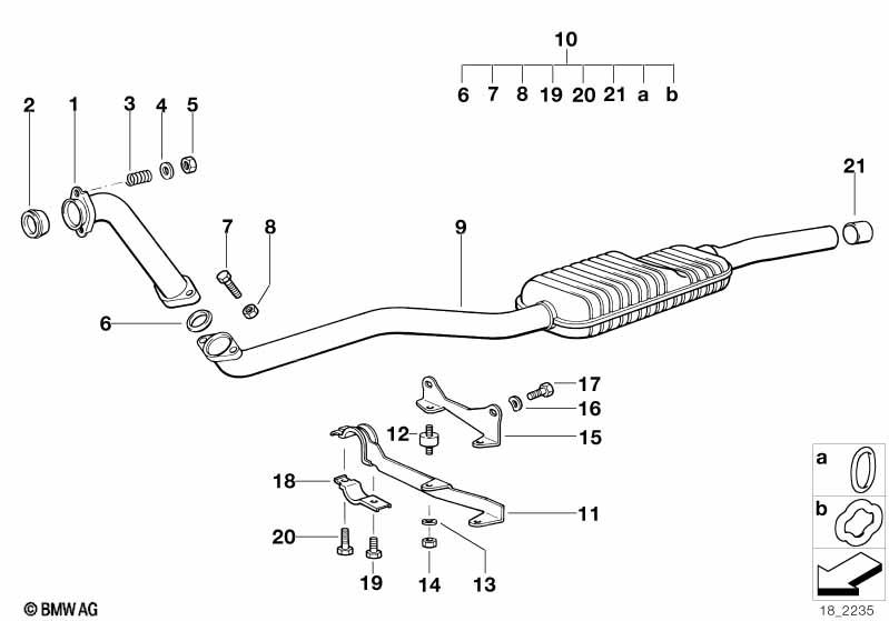 Genuine Front Exhaust Silencer/Muffler 18 10 2 244 206