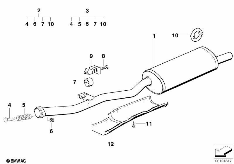 Genuine Rear Exhaust Silencer/Muffler 18 10 2 245 692