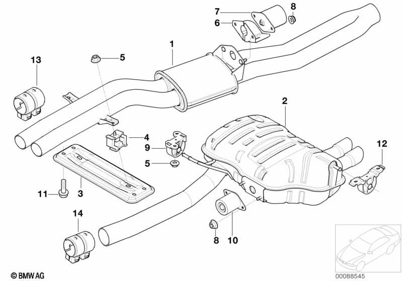 Genuine Exhaust Silencer/Muffler System Centre