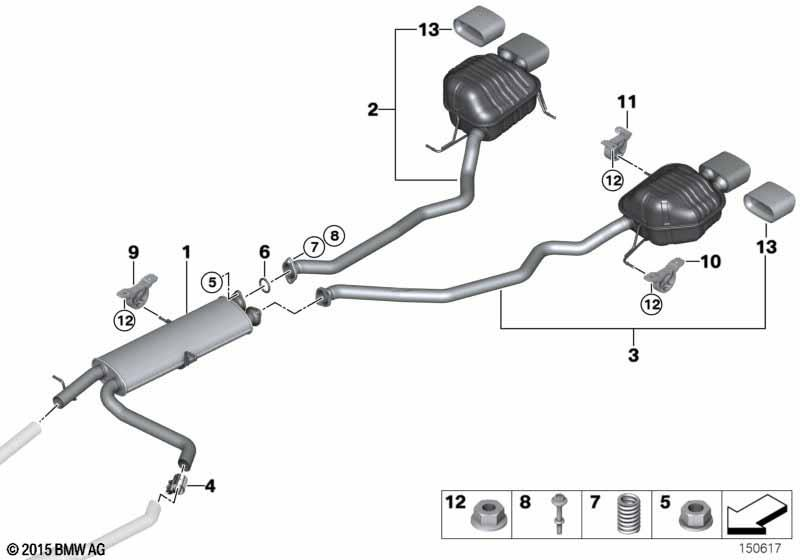 Genuine Rear Exhaust Silencer/Muffler Left 18 10 7 529 285