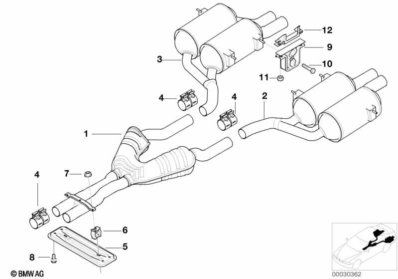 Genuine Rear Exhaust Silencer/Muffler Right 18 10 7 832 985