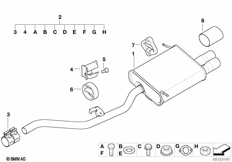 Genuine Exhaust Silencer/Muffler Mounting Parts Set/Kit 18 21 0 151 438