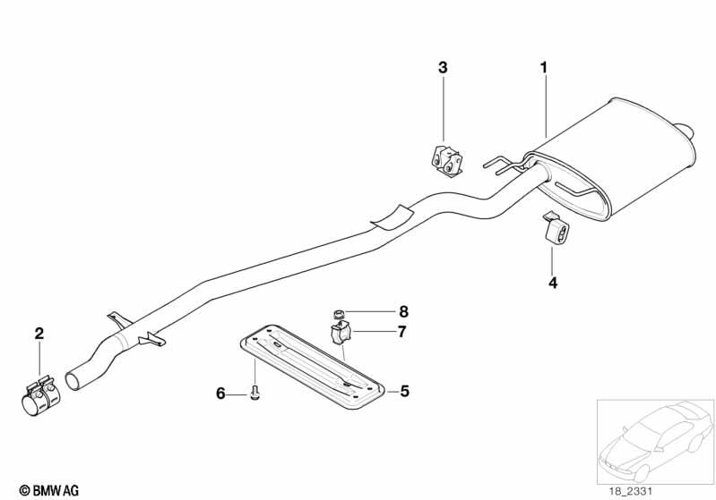 Genuine Rear Exhaust Silencer/Muffler 18 31 2 247 728