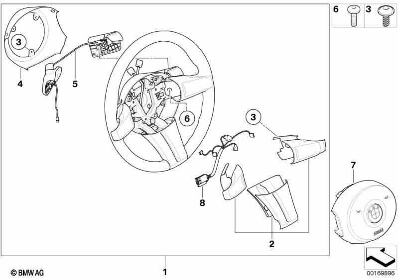 Genuine Steering Wheel Back Cover Trim Black 32 34 6 763 586