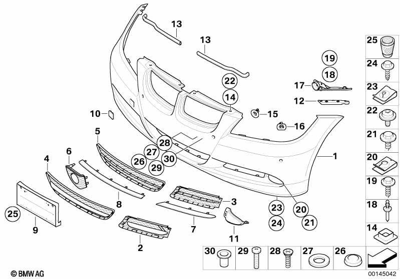 Genuine Front Right Lower Closed Bumper Grille 51 11 7 154 554