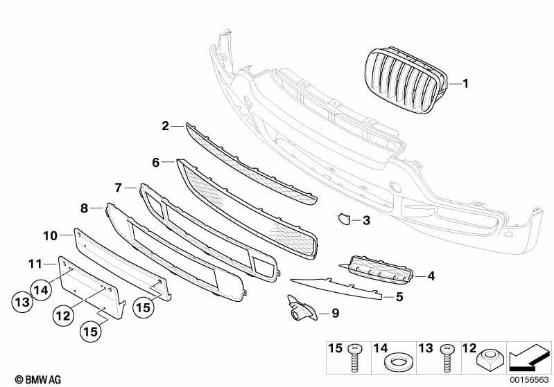 Genuine Front Centre Top Grille Black 51 11 7 159 597