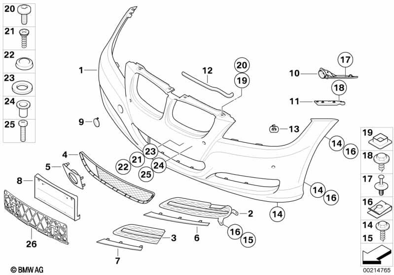 Genuine Front Lower Bumper Grille Panel Trim 51 11 7 198 906