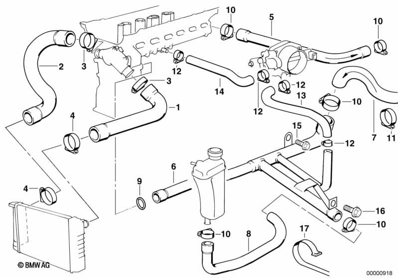 Genuine Cooling System Water Hose/Pipe 11 53 1 436 988