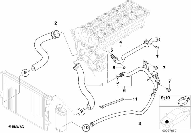 Genuine Cooling System Water Hose Pipe 11 53 1 716 643