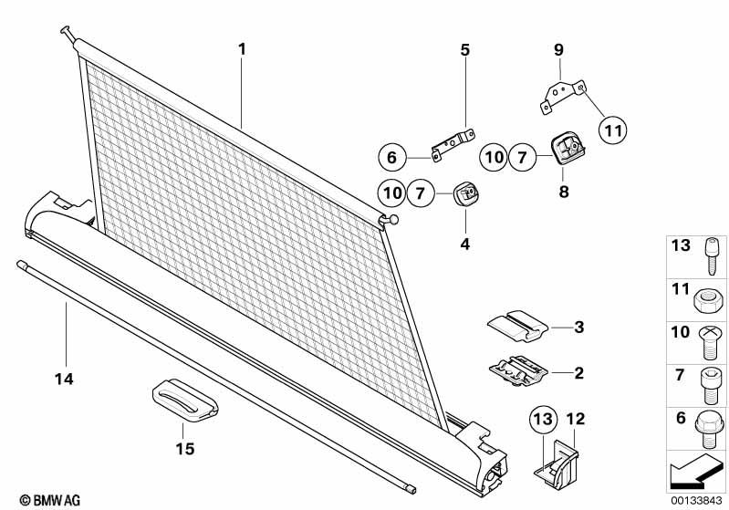Genuine Boot Luggage Roller Blind Support 51 47 9 149 454