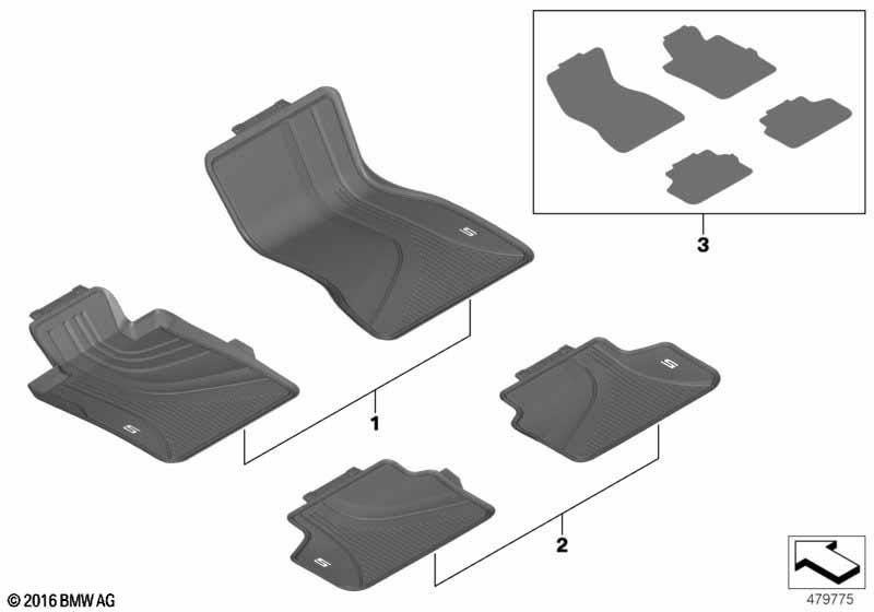Genuine Rear Floor Mats All Weather SW 51 47 2 414 219