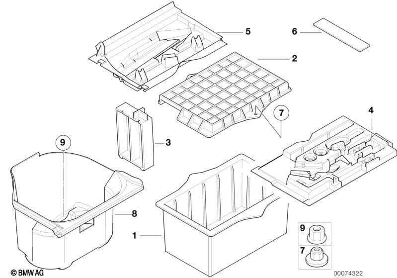 Genuine Car Tools Support Boot Trunk Storage Box 51 71 2 268 656