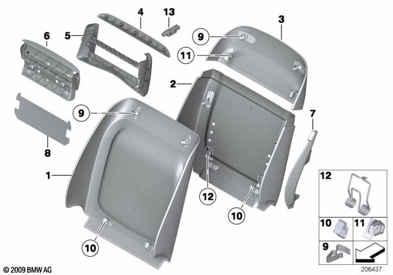 Genuine Front Backrest Trim Basic Rear Panel Black 52 10 9 173 668