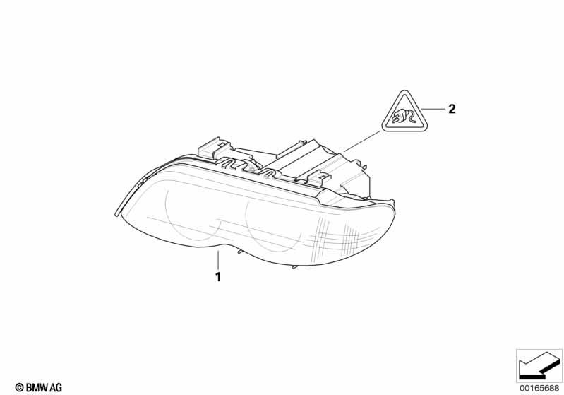 Genuine Headlight Head Lamp Right 63 12 7 164 446