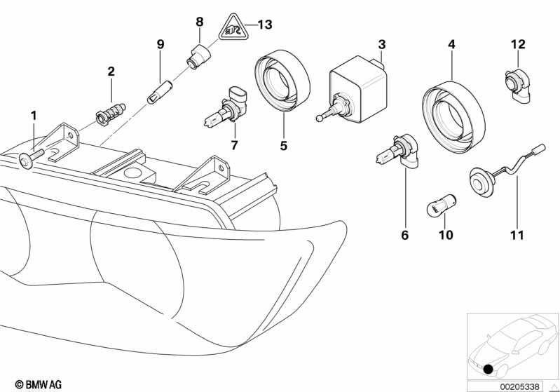 Genuine Front Yellow Bulb Socket/Holder 63 12 2 493 724