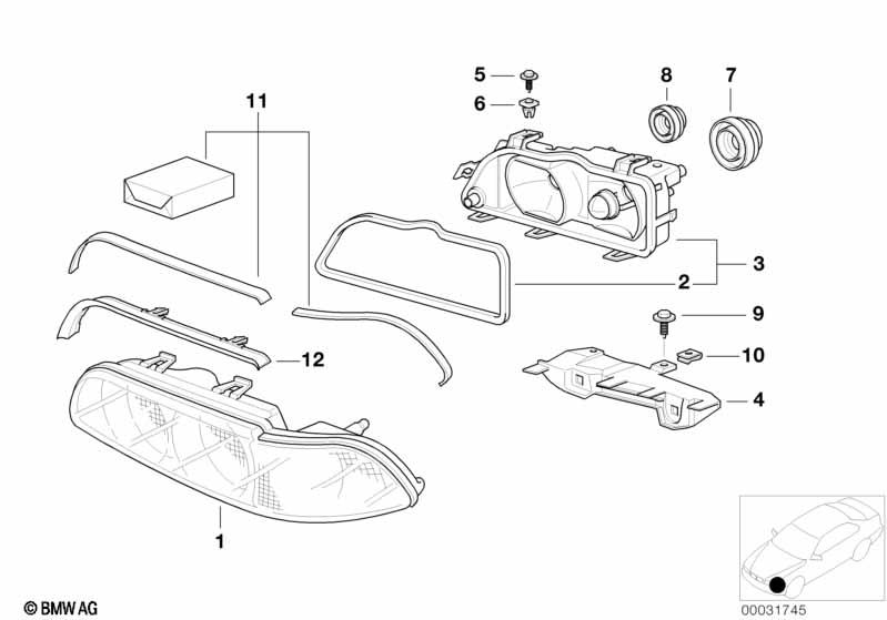 Genuine White Turn Indicator+Cover Glass Right 63 12 2 496 332