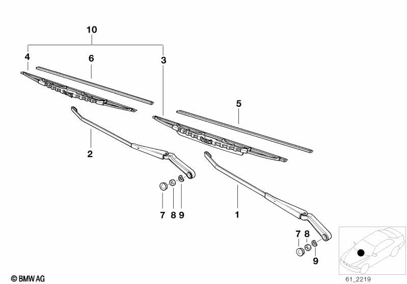 Genuine Front Windscreen Wiper Arm Left 61 61 1 393 835