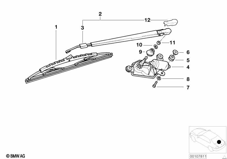 Genuine Rear Window Wiper Arm 61 62 8 413 156