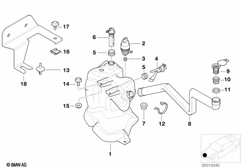 Genuine Head Lamp Cleaner Fluid Container Tank 61 66 2 228 390