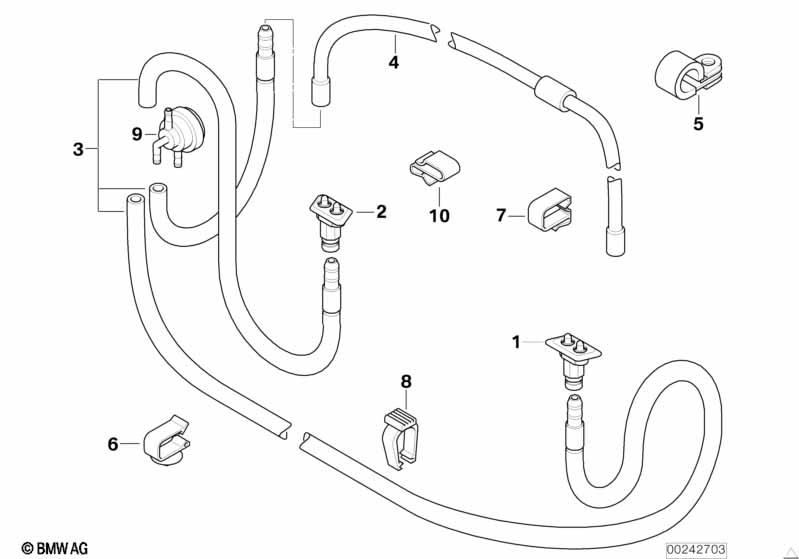 Genuine Headlight Lamp Spray Nozzle Hose Line 61 66 8 361 046
