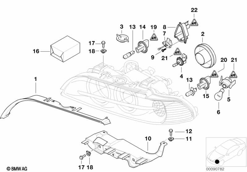 Genuine Front Headlight Head Lamp Support Bulb Ring 63 12 6 906 781