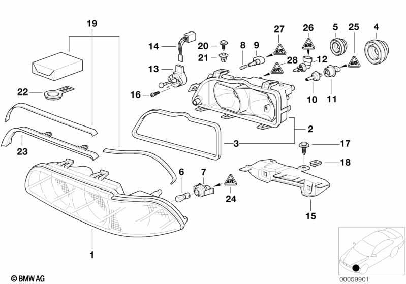 Genuine Headlight Cover Glass+White Turn Indicator Left 63 12 8 375 307