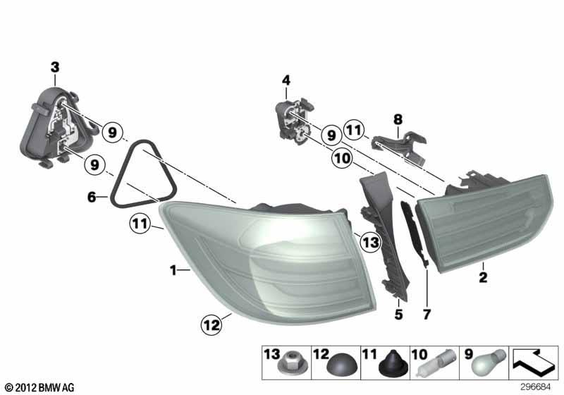 Genuine Left Passenger Side NS Rear Light Side Panel Bulb Holder 63 21 7 313 047