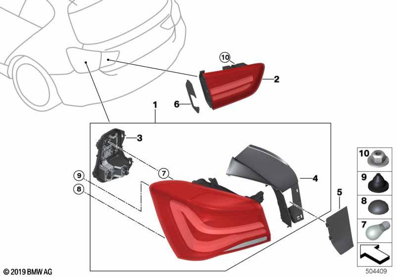 Genuine Right Driver Side OS Tail Rear Light Trunk Lid 63 21 7 359 020