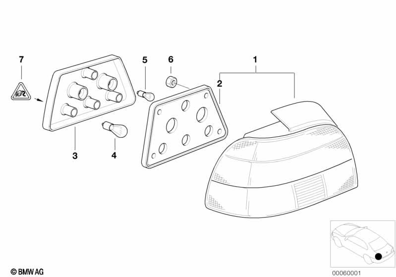 Genuine Rear Light/Lamp Bulb Socket/Holder Right 63 21 8 363 566