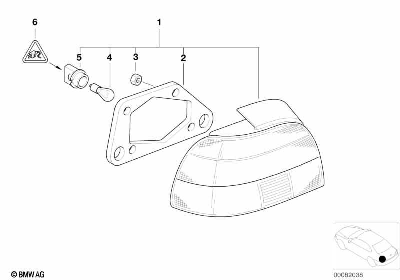 Genuine Rear Light/Lamp Bulb Socket/Holder Yellow/Silver 63 21 6 903 651