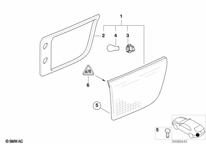 Genuine Rear Boot/Trunk lid Light/Lamp Gasket Left 63 21 6 926 775