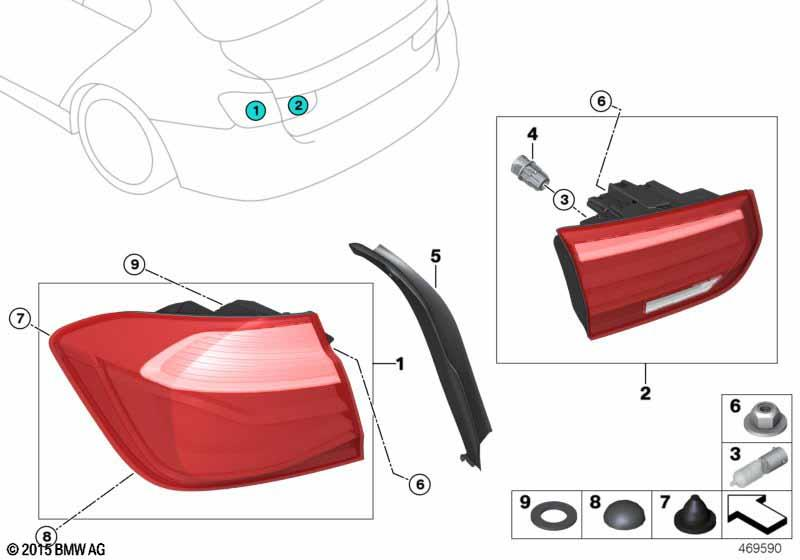 Genuine Left Passenger Side NS Tail Rear Light Side Panel 63 21 7 369 117