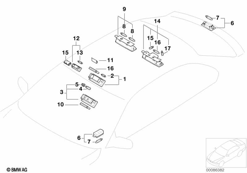 Genuine Rear Interior Roof Overhead Light/Lamp 63 31 6 961 979