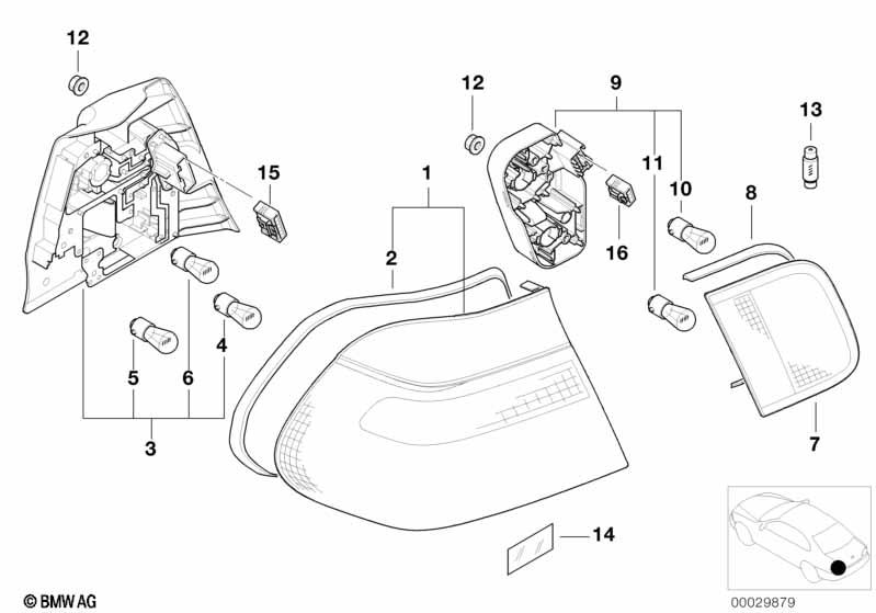 Genuine Headlight Headlamp Bulb Socket/Holder Left 63 21 7 165 953