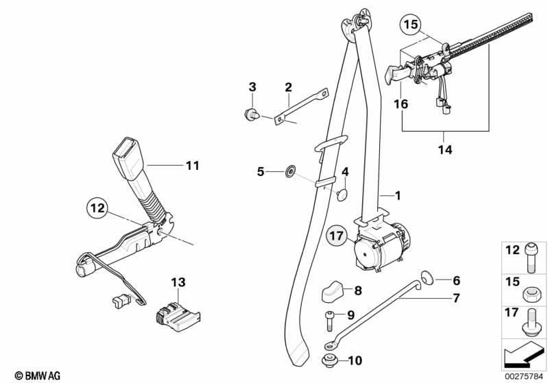 Genuine Front Lower Left Safety Seat Belt With Tensioner 72 11 7 213 563