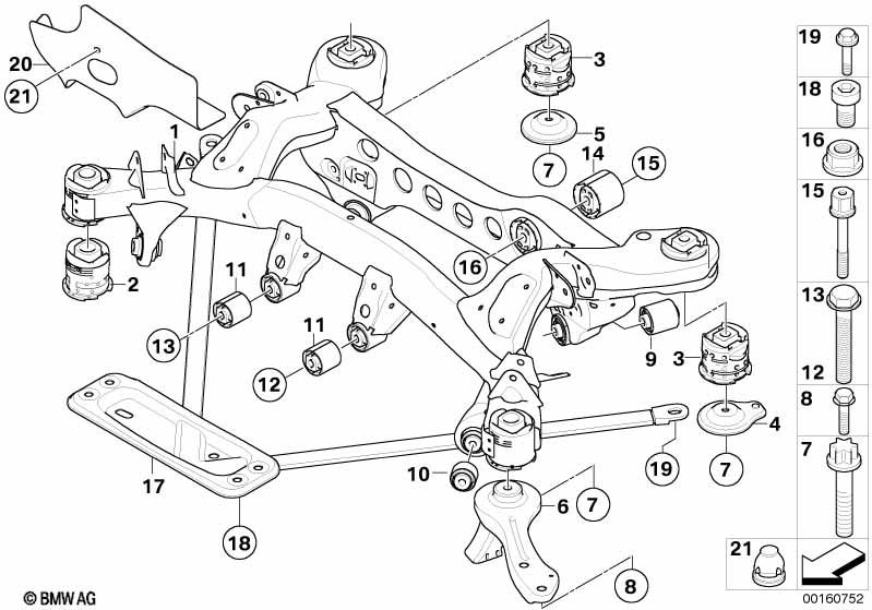 Genuine Rear Axle Carrier Hex Bolt With Washer 33 17 6 760 343