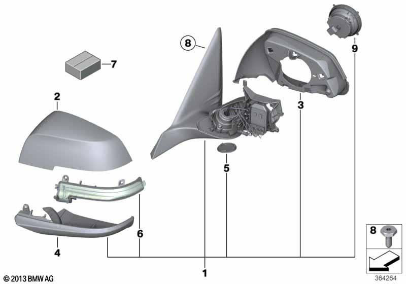 Genuine Right Driver Side OS Door Wing Outside Mirror Heated 51 16 7 245 138