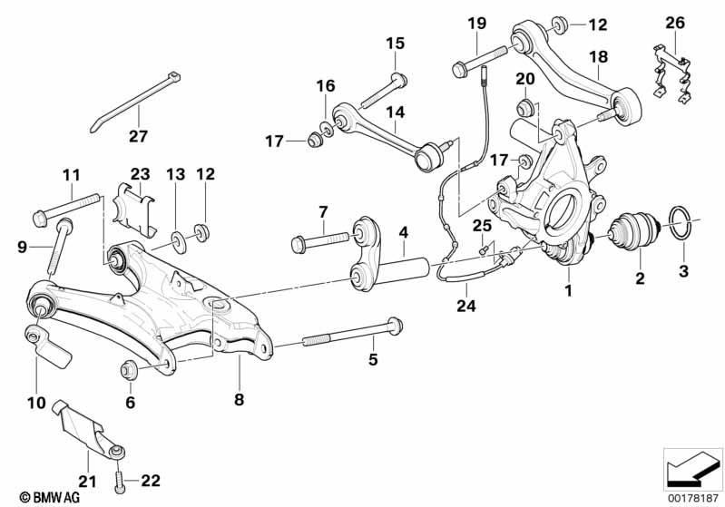 Genuine Rear Axle Support Wheel Suspension ABS Pulse Generator 34 52 6 756 376