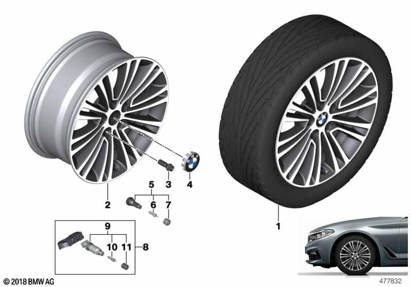Genuine Light Alloy Disc Wheel Rim Orbit Grey 8Jx18 ET:30 36 11 6 863 420