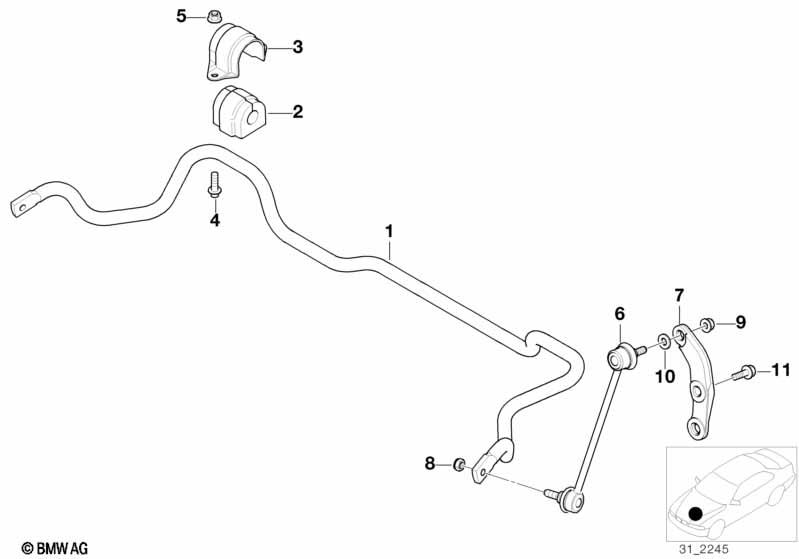 Genuine Left Sway Bar Link Support Bracket 31 35 1 091 983