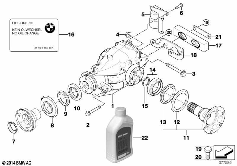 Genuine Axle Carrier/Differential Vibration Absorber+Bracket 33 11 7 526 156