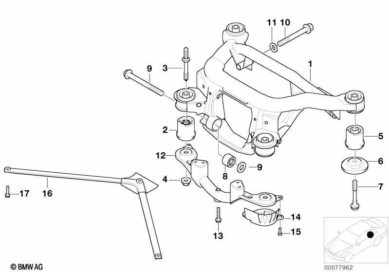 Genuine Rear Axle Rubber Mount Bushing Kit of 2 33 31 2 283 419 view 2