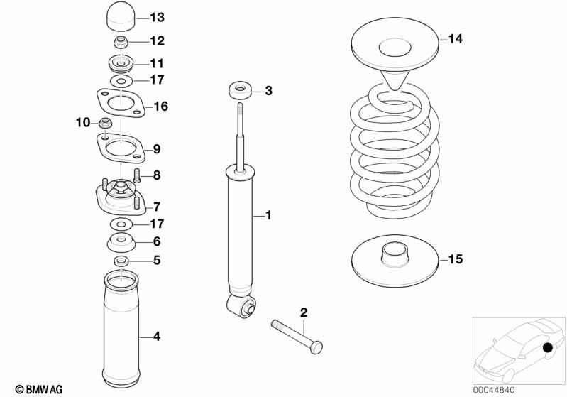 Genuine Suspension Spring Strut Shock Absorber Rear 33 52 1 094 187