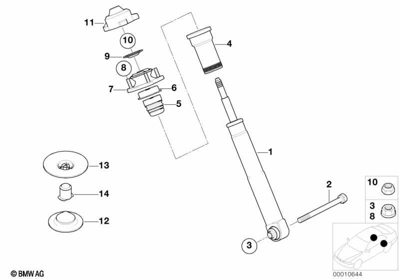 Genuine Suspension Spring Strut Shock Absorber Rear 33 52 1 095 096