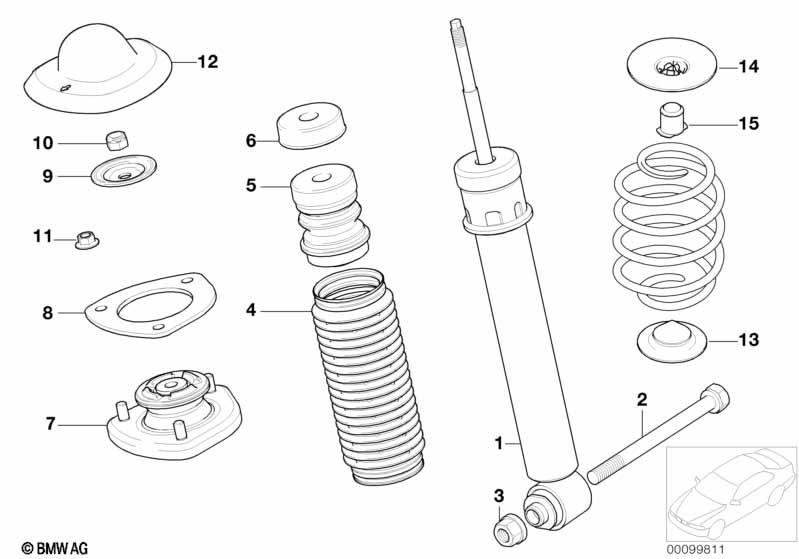 Genuine Suspension Spring Strut Shock Absorber Rear 33 52 6 767 702