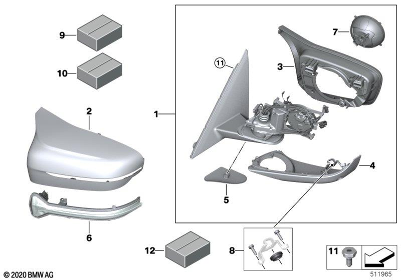 Genuine Exterior Door Wind Mirror Repair Kit 51 16 7 460 316