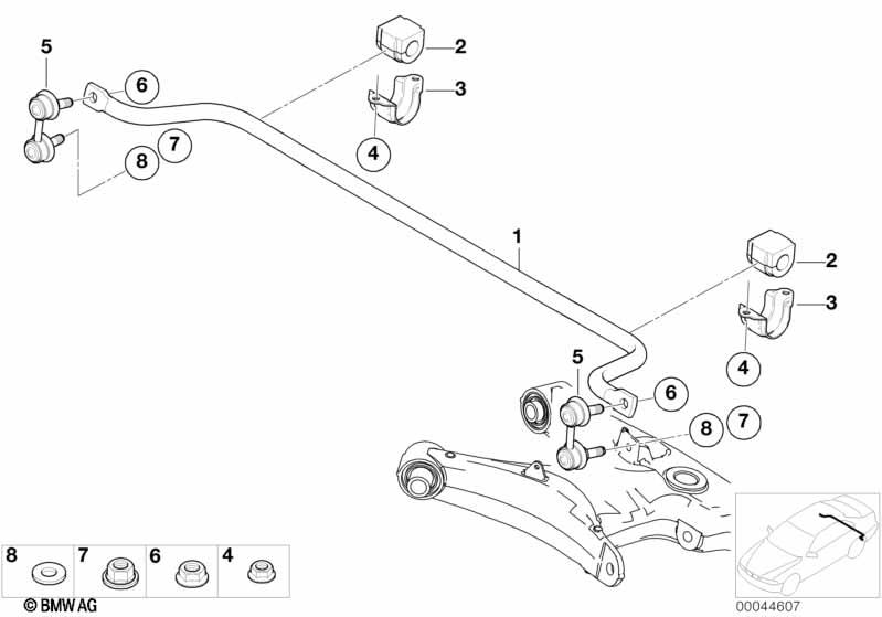 Genuine Suspension Stabilizer Anti-Roll Bar Rear 33 55 1 097 005